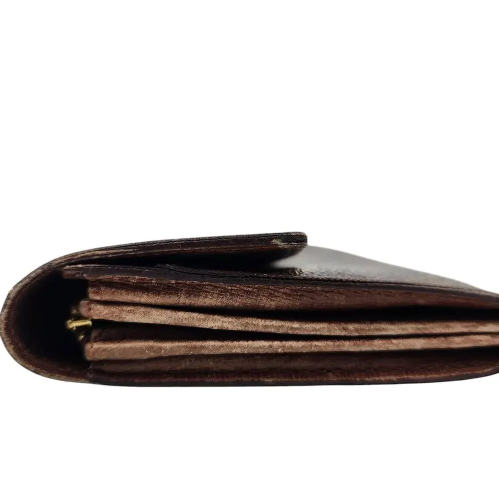 Louis Vuitton Brown Monogram Sarah Leather Long Snap Wallet Interior Zip Pocket